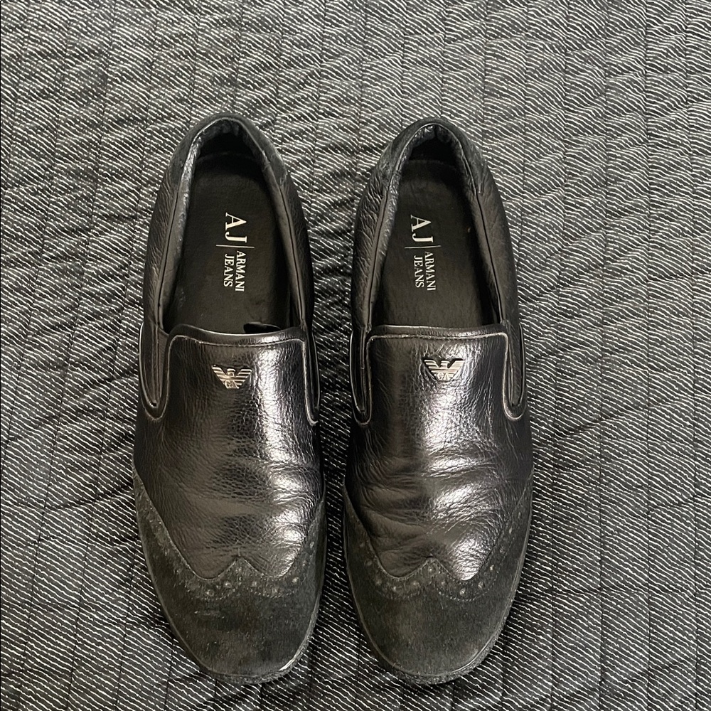 Armani Black Men's Leather and Suede Loafers